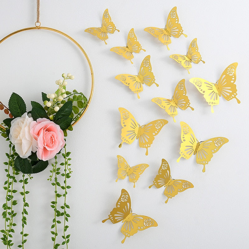 12pcs Suncatcher Sticker 3D Effect Crystal Butterflies Wall Sticker Beautiful Butterfly for Kids Room Wall Decal Home Decoration