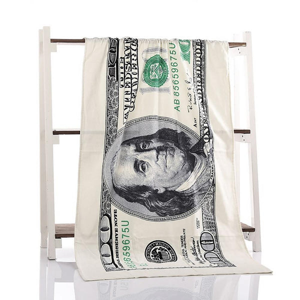 Fashion One Hundred Dollar USA Bill Decorative Beach Towel Printed Bath Towel For Beach Swimming Pool Sunbathing Blanket Decor