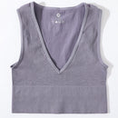 Vintage Crop Top Women Seamless Underwear Sexy Lingerie Female Tanks Vest Harajuku Deep V Neck Summer Camis Crop Top Camisole