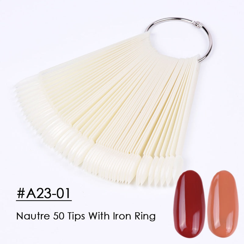 Clear Nature Black False Tips For Nail Art Display Oval Fan Style Nail Swatch Polish Stand Tips Practice Manicure Tools BEA23-2