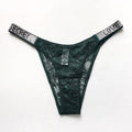 Women&#39;s Panties Thong Low Waist Sexy Secret Letter Rhinestone G-string Lingerie Brief Seamless Panties for Women Lace Underwear