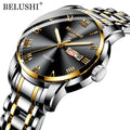 BELUSHI Top Brand Luxury Mens Watches Luminous Waterproof Stainless Steel Watch Quartz Men Date Calendar Business Wristwatch