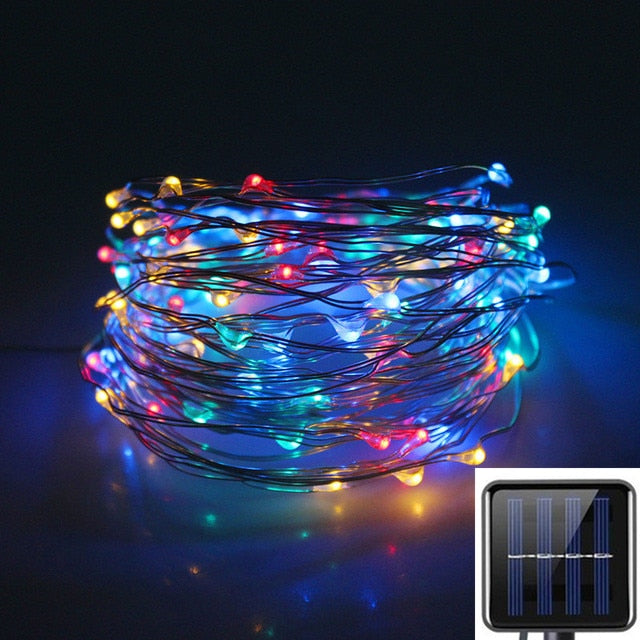 Solar Garden Festoon String Lights Outdoor Waterproof Street Fairy Garland New Year Party Christmas Backyards Decoration Lamp