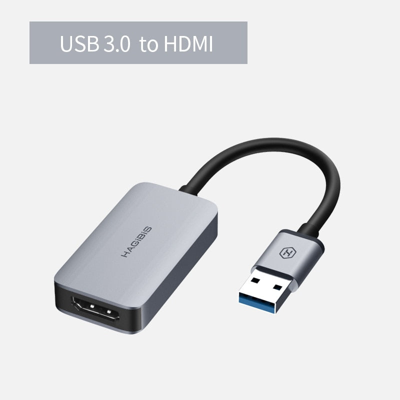 Hagibis USB 3.0 to HDMI-compatible VGA Adapter 1080P Multi-Display 2in1 USB to HDMI-compatible Converter for Windows 7/8/10 OS