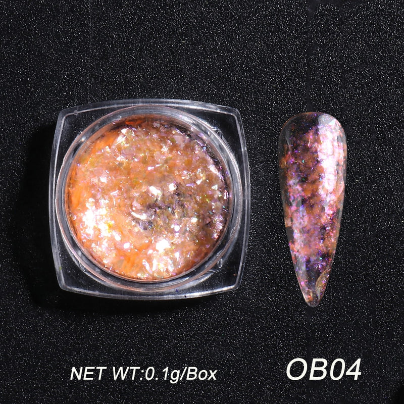 Crystal Fire Opal Flakes Nail Sequins Purple Holographic Glitter DIY Chrome Powder for Spring Nails Manicure Paillettes GL1857
