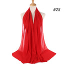 Muslim Bubble Chiffon Hijab Scarf Women Solid Color Soft Long Shawls and Wraps Georgette Head Scarves Ladies Hijabs