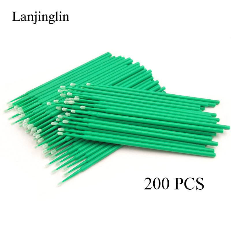 100/200pcs Micro Brushes Cotton Swab Eyelash Extension Disposable Eye Lash Glue Cleaning Brushes Applicator Sticks Makeup Tools