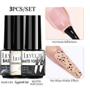 LILYCUTE 3 PCS Gel Nail Polish Set Nude Pink Glitter Sequins Matte Effect Gel Long Lasting Base Top Coat Nail Art Design Hybrid