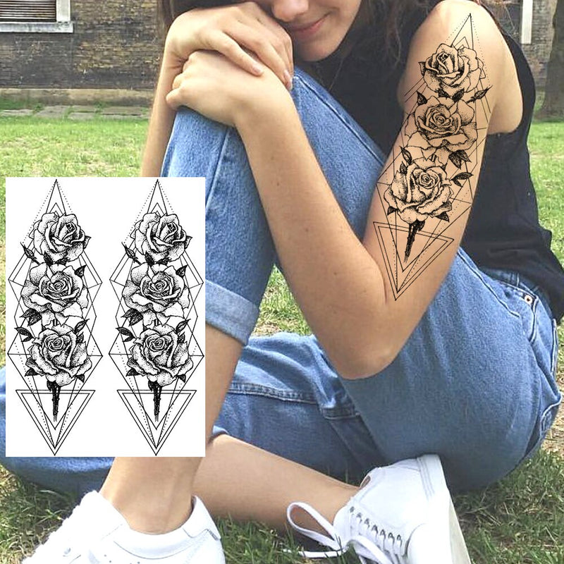 Realistic Sexy Peony Tattoos Temporary Women Adult Flower Arm Tattoos Sticker Waterproof Fake Floral Bloosom Body Leg Art Tatoos