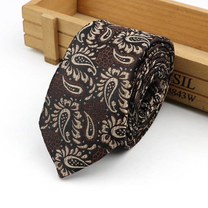 61 Colors Jacquard Striped Plaid Paisley Necktie 6cm Polyester Male Narrow Tie Skinny Tuxedo Suit Shirt Gift For Men Accessory