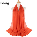 Muslim 2021 New Chiffon Hijab Scarf Women Solid Color Soft Long Shawls and Wraps Islamic Head Scarves Fashion turbante mujer