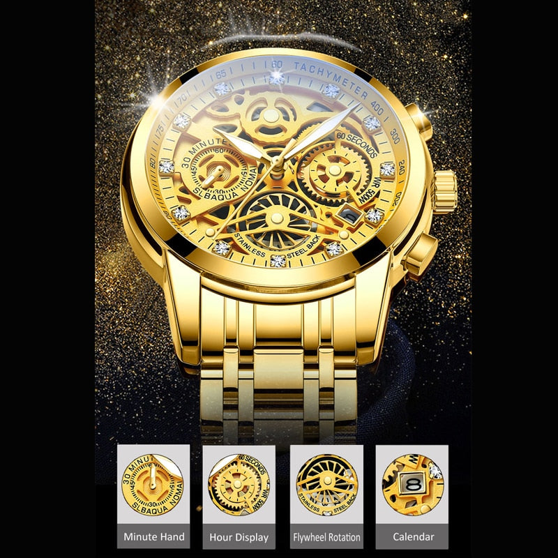 Flywheel Rotating Window Mens Watches Luxury Fashion Luminous Auto Date Men Quartz Watch Waterproof Male Clock relogios Relogio