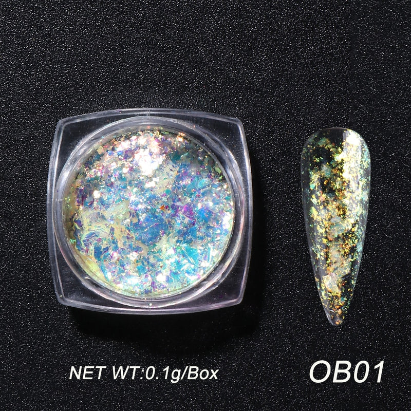 Crystal Fire Opal Flakes Nail Sequins Purple Holographic Glitter DIY Chrome Powder for Spring Nails Manicure Paillettes GL1857