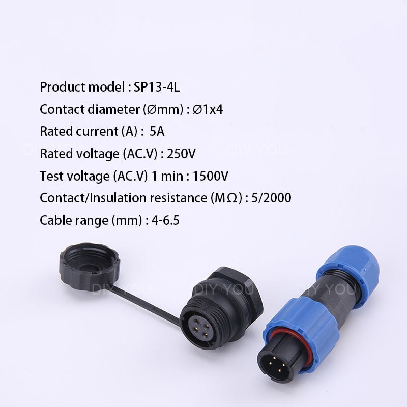 SP13 IP68 waterproof connector male plug &amp; female socket 1/2/3/4/5/6/7/9 pin panel Mount wire cable connector aviation plug