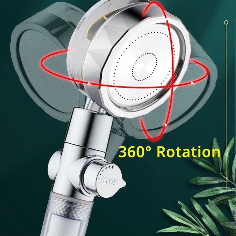 Strong Pressurization Spray Nozzle Water Saving  Rainfall 360 Degrees Rotating With Small Fan Washable Hand-held Shower Head