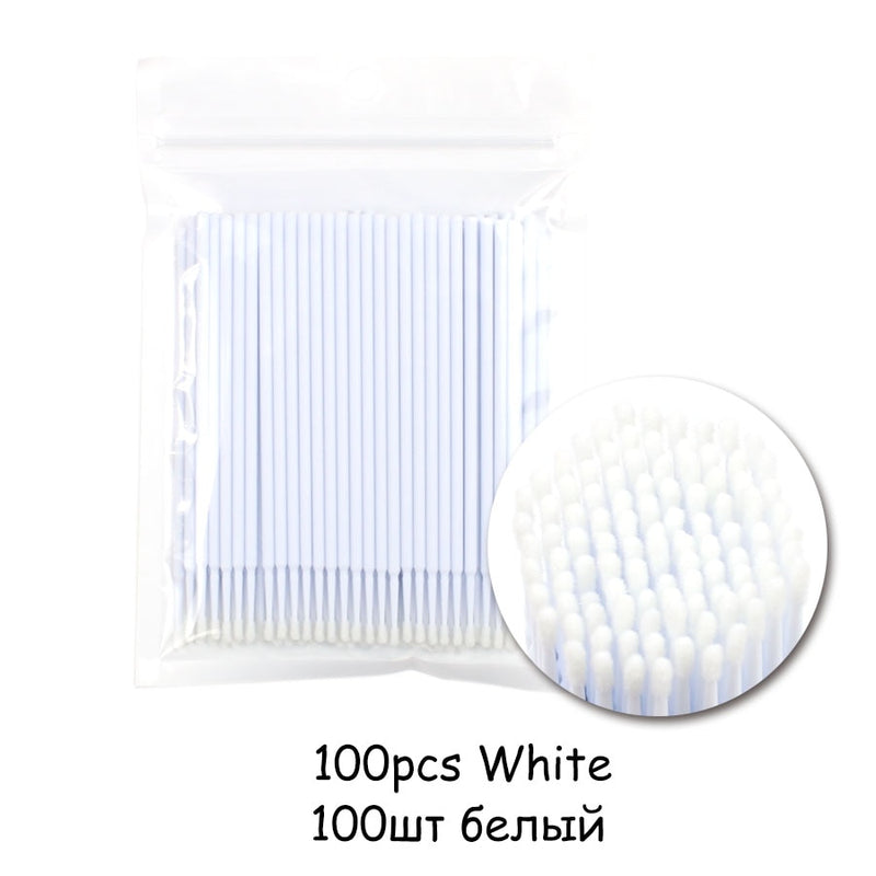100PCS/Bag Eyelash Brushes Disposable Cotton Swab Micro Individual Eyelashes Microbrush Lash Removing Lash Extension Accessories