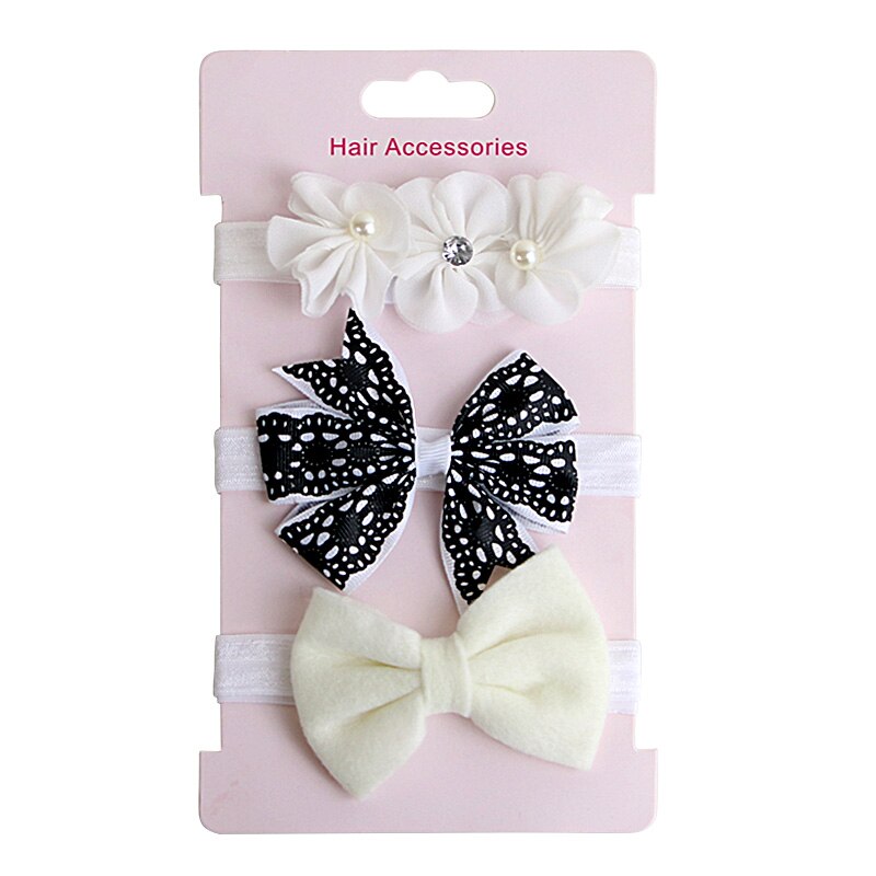 3Pcs/set Baby Headband Floral Solid Color Dot Printed Pink Bows Newborn Baby Girl Headband Hair Accessories Girls Turban