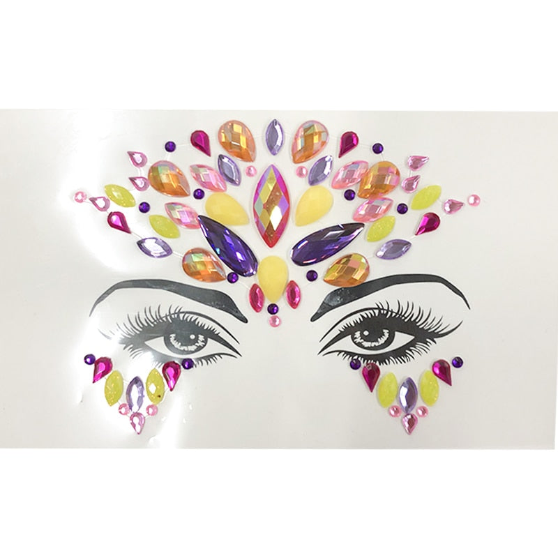 3D Sexy  face tattoo stickers Temporary tattoos  glitter fake tattoo  rhinestones for woman  Party face Jewels tatoo