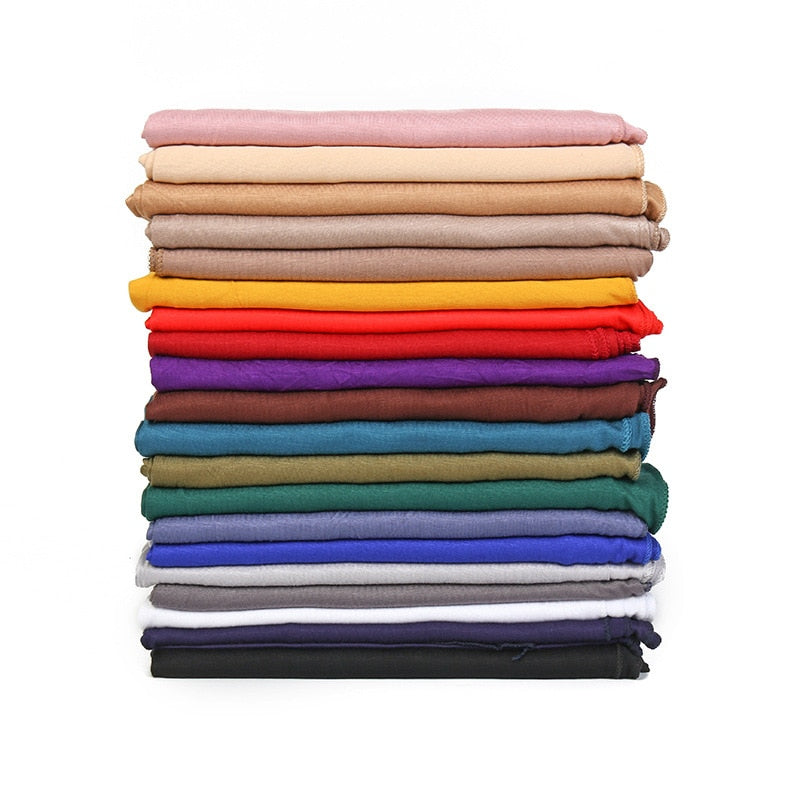 Fashion Modal Cotton Jersey Hijab Scarf Long Muslim Shawl Plain Soft Turban Tie Head Wraps For Women Africa Headband 170x60cm