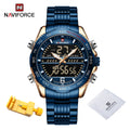 Luxury Brand NAVIFORCE Digital Sport Watch For Men Steel Band Waterproof Chronograph Alarm Clock Luminous Quartz Wrist watch Man