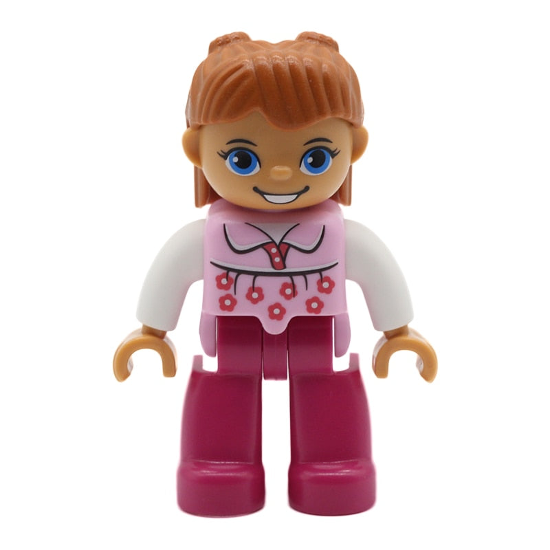 Big Size Action Figures City Princess Policemen Family Building Block Doll Character Accessory Toys Assembly Children Kids Gift