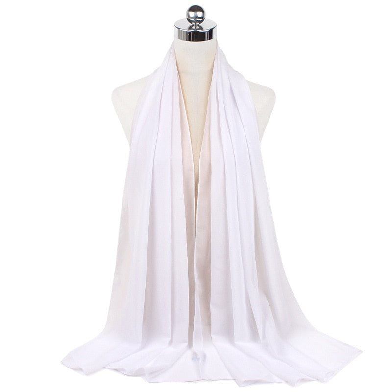 Muslim new Bubble Chiffon Hijab Scarf Women Solid Color Soft Long Shawls and Wraps Georgette Islamic Head Scarves Ladies Hijabs