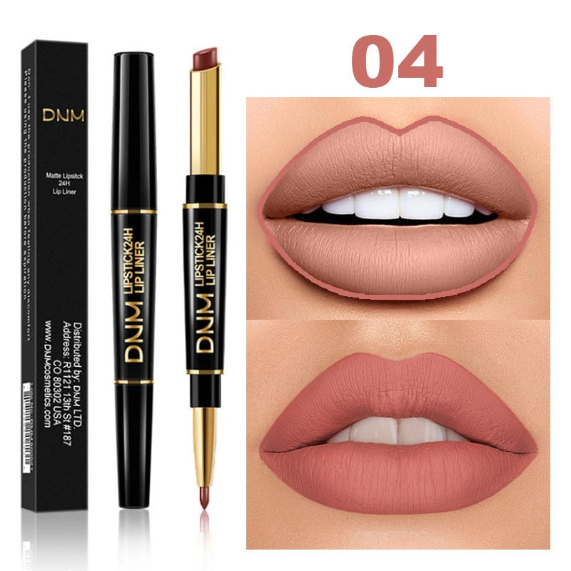 2 IN 1  Lip Liner Waterproof Matte Lipstick Pencil Contour Tint Sexy Red Matte Long Lasting Moisturizer Lipliner Cosmetics TSLM1