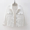Women&#39;s Denim Jacket Spring Autumn Short Coat Pink Jean Jackets Casual Tops Purple Yellow White Loose Tops Lady Outerwear KW02