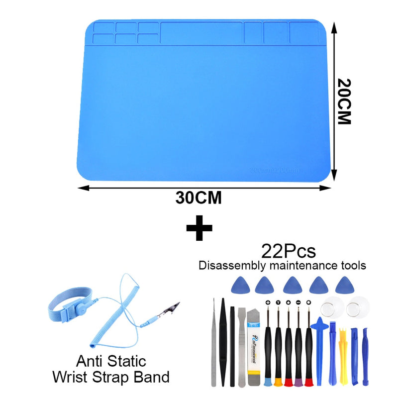 Soldering Mat ESD Antistatic Heat Resistant Insulation Work Mat Soldering Station Kit Silicone Repair Pad Maintenance Platform