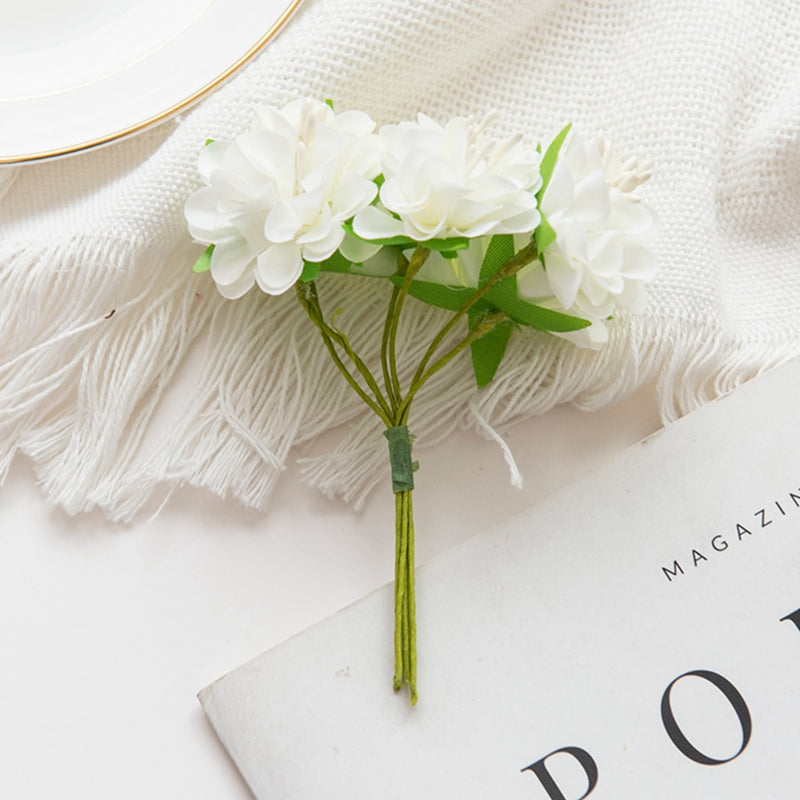 60PCS Artificial Flowers Mini Bouquet Stamen Wedding Party Christmas Decorations for Home DIY Handmade Wreaths Craft Fake Plants