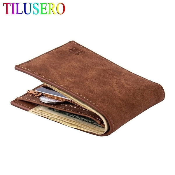 2020 New Fashion PU Leather Men&#39;s Wallet With Coin Bag Zipper Small Money Purses Dollar Slim Purse New Design Money Wallet