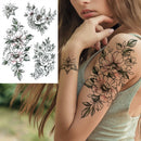 Sexy Flower Temporary Tattoos For Women Body Art Painting Arm Legs Tattoos Sticker Realistic Fake Black Rose Waterproof Tattoos