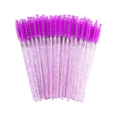 zwellbe Good Quality Disposable 50 Pcs/Pack Crystal Eyelash Makeup Brush Diamond Handle Mascara Wands Eyelash Extension Tool