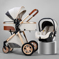 Luxury Baby Stroller 3 in 1 High Landscape Baby Cart Can Sit Can Lie Portable Pushchair Baby Cradel Infant Carrier Free Shipping