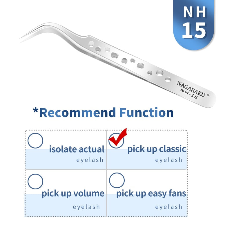 NAGARAKU Eyelash Extension Tweezers False Eyelashes Makeup Stainless Steel Professional Tweezer 3D Accurate Pincet