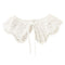 Royal Style Cotton Fake Collar Shawl Wrap Hollow Out Floral Lace Ruffled Trim Necklace Pointed Triangle Lapel Blouse