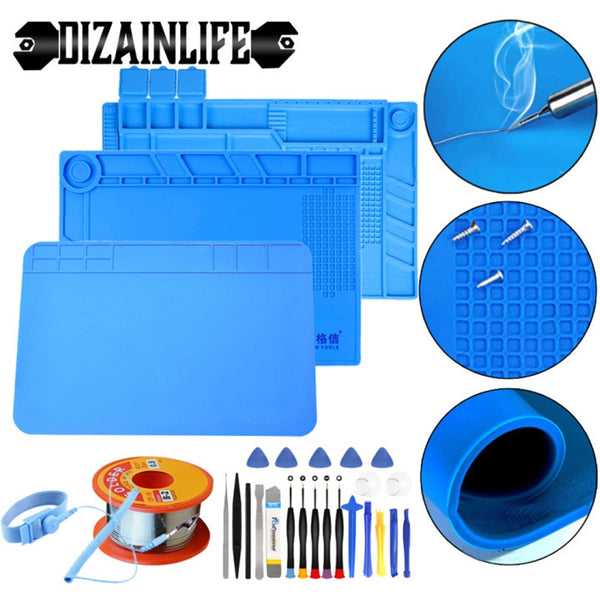 Soldering Mat ESD Antistatic Heat Resistant Insulation Work Mat Soldering Station Kit Silicone Repair Pad Maintenance Platform