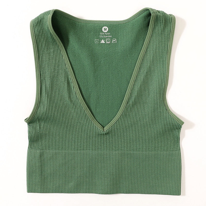 Vintage Crop Top Women Seamless Underwear Sexy Lingerie Female Tanks Vest Harajuku Deep V Neck Summer Camis Crop Top Camisole