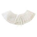 Royal Style Cotton Fake Collar Shawl Wrap Hollow Out Floral Lace Ruffled Trim Necklace Pointed Triangle Lapel Blouse