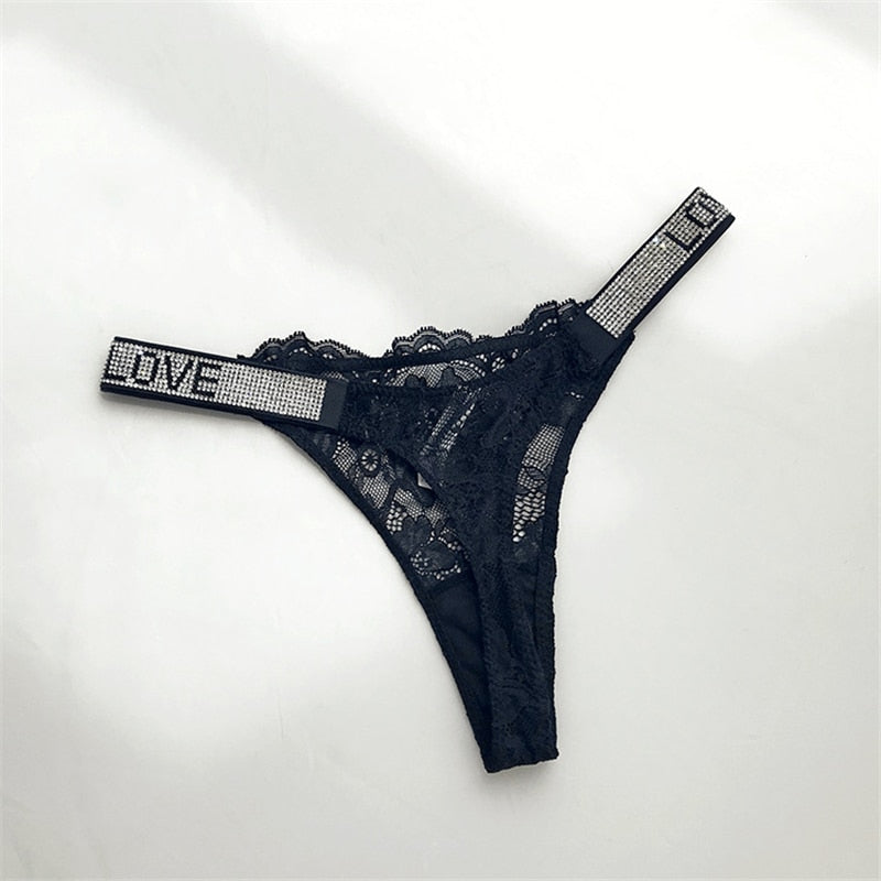 Shiny Rhinestone Thong Women Low Waist Panties Sexy Underwear Ladies Briefs Lingere Panty Underware Womens Lingerie Thongs