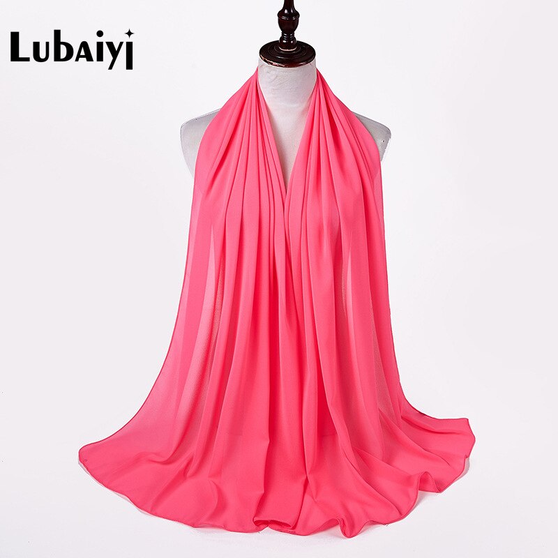 Muslim 2021 New Chiffon Hijab Scarf Women Solid Color Soft Long Shawls and Wraps Islamic Head Scarves Fashion turbante mujer