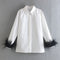 Green Feathers on the Cuffs Womens Blouses Long Sleeves Women&