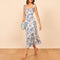 Dresses For Women 2022 Elegant Vintage Floral Dress Frill Sweetheart Neck Sleeveless Strap Tie Ruffle Hem Summer Beach Dress