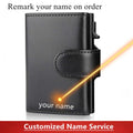 2022 Fashion Aluminum Credit Card Wallet RFID Blocking Trifold Smart Men Wallets 100% Genuine Leather Slim with Coin Pocket