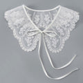 Royal Style Cotton Fake Collar Shawl Wrap Hollow Out Floral Lace Ruffled Trim Necklace Pointed Triangle Lapel Blouse