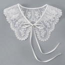 Royal Style Cotton Fake Collar Shawl Wrap Hollow Out Floral Lace Ruffled Trim Necklace Pointed Triangle Lapel Blouse