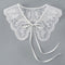 Royal Style Cotton Fake Collar Shawl Wrap Hollow Out Floral Lace Ruffled Trim Necklace Pointed Triangle Lapel Blouse