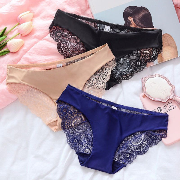 3pcs/set  Women&#39;s Seamless Underwear Leopard Intimate Women Sexy Lace Black Floral Panties Seamless Panty