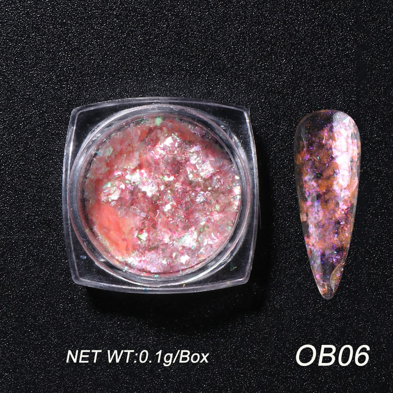 Crystal Fire Opal Flakes Nail Sequins Purple Holographic Glitter DIY Chrome Powder for Spring Nails Manicure Paillettes GL1857