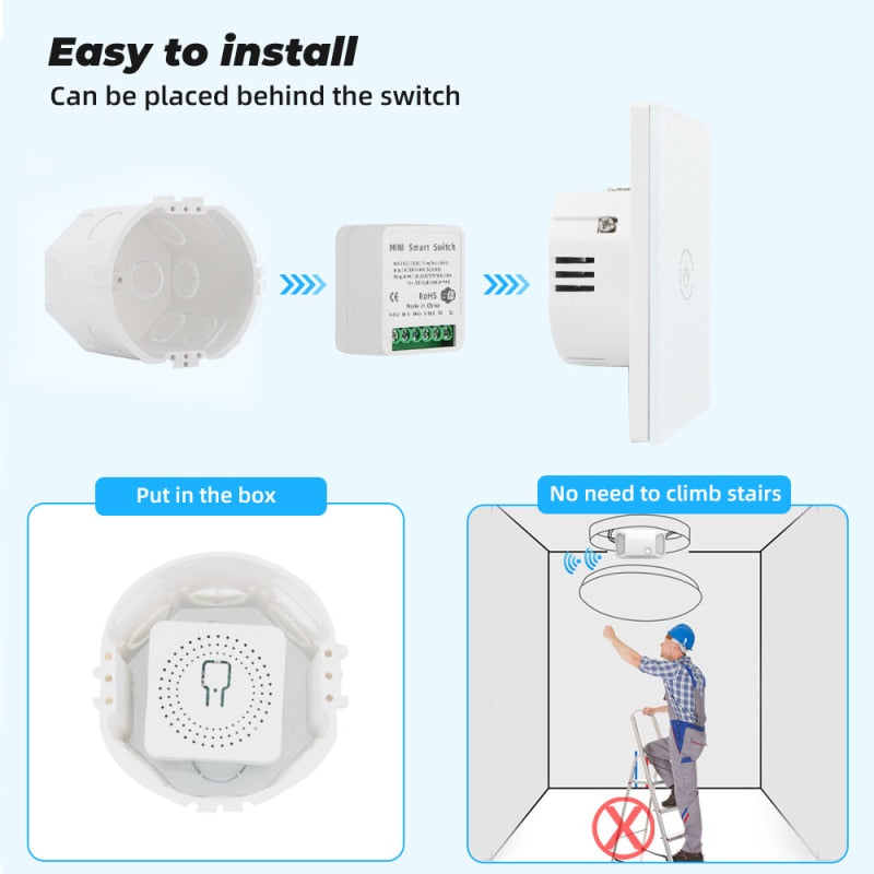 Tuya Zigbee / Wifi MINI Smart Switch 2 Way Control 16A Switch Tuya Smart Home Automation Sensor Works With Alexa Google Home